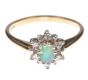 9CT GOLD OPAL AND DIAMOND CLUSTER RING at Ross's Online Art Auctions