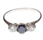 18CT WHITE GOLD SAPPHIRE AND DIAMOND THREE STONE RING at Ross's Online Art Auctions