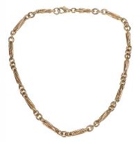 9CT GOLD TROMBONE LINK NECKLACE at Ross's Online Art Auctions