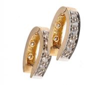 9CT GOLD AND DIAMOND REVERSABLE HOOP EARRINGS at Ross's Online Art Auctions