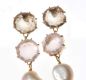 18CT GOLD FRESHWATER PEARL, QUARTZ, ROSE QUARTZ AND DIAMOND DROP EARRINGS BY H. STERN WITH BOX at Ross's Online Art Auctions