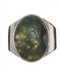 SILVER RING SET WITH MOSS AGATE at Ross's Online Art Auctions