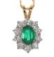 18CT GOLD EMERALD AND DIAMOND CLUSTER PENDANT AND CHAIN at Ross's Online Art Auctions