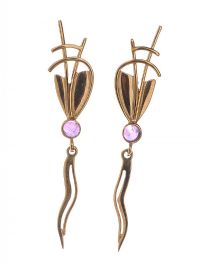 9CT GOLD DROP EARRINGS SET WITH CABOCHON AMETHYSTS at Ross's Online Art Auctions