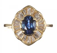 18CT GOLD SAPPHIRE AND DIAMOND BALLERINA CLUSTER RING at Ross's Online Art Auctions