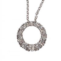 18CT WHITE GOLD AND DIAMOND PENDANT AND CHAIN WITH BOX at Ross's Online Art Auctions