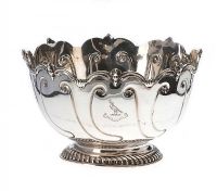 EMBOSSED SILVER MONTEITH PUNCH BOWL at Ross's Online Art Auctions
