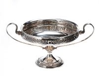 EMBOSSED SILVER TWO HANDLE COMPORT at Ross's Online Art Auctions