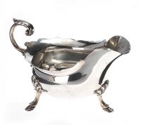 SILVER SAUCE BOAT WITH SCROLL HANDLE at Ross's Online Art Auctions
