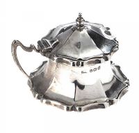 THREE PIECE SHAPED SILVER CONDIMENT SET at Ross's Online Art Auctions
