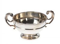 SILVER TWO HANDLED CIRCULAR TROPHY CUP ON A CIRCULAR FOOT at Ross's Online Art Auctions