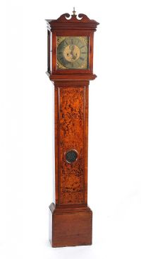 WALNUT VENEERED LONGCASE CLOCK at Ross's Online Art Auctions