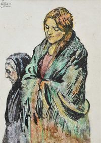 TWO SHAWLIES by William Conor RHA RUA at Ross's Online Art Auctions