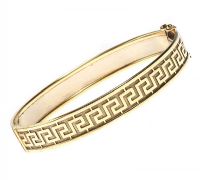 9CT GOLD BANGLE WITH A GREEK KEY DESIGN at Ross's Online Art Auctions