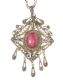 STERLING SILVER PENDANT WITH PINK STONE AND CHAIN at Ross's Online Art Auctions