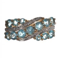 9CT GOLD BLUE TOPAZ AND DIAMOND DRESS RING at Ross's Online Art Auctions