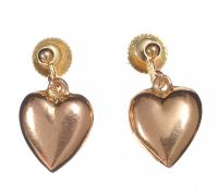 ANTIQUE 9CT ROSE GOLD HEART EARRINGS at Ross's Online Art Auctions