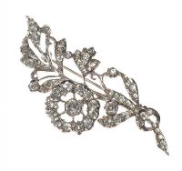 EDWARDIAN SILVER-TONE METAL AND PASTE FLORAL BROOCH at Ross's Online Art Auctions