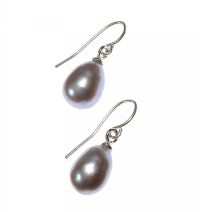 SILVER AND GREY FRESHWATER PEARL DROP EARRING at Ross's Online Art Auctions