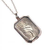 ENGRAVED SILVER LOCKET AND CHAIN at Ross's Online Art Auctions