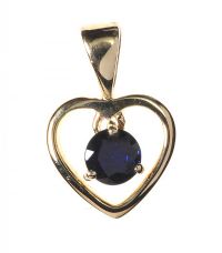 9CT GOLD AND SAPPHIRE HEART-SHAPED PENDANT at Ross's Online Art Auctions