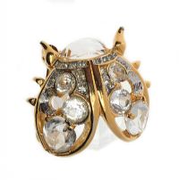 GOLD-TONE METAL AND CRYSTAL LADYBIRD BROOCH at Ross's Online Art Auctions