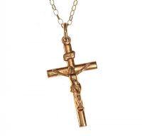 9CT GOLD CRUCIFIX AND CHAIN at Ross's Online Art Auctions