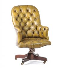 LEATHER BUTTON BACK SWIVEL CHAIR at Ross's Online Art Auctions