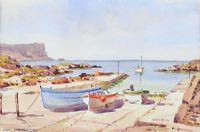 FISHING BOATS ON THE ANTRIM COAST by Samuel McLarnon UWS at Ross's Online Art Auctions