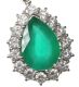 18CT WHITE GOLD EMERALD AND DIAMOND CLUSTER PENDANT at Ross's Online Art Auctions