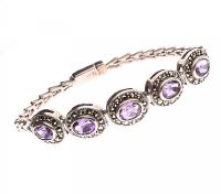 STERLING SILVER AMETHYST AND MARCASITE BRACELET at Ross's Online Art Auctions