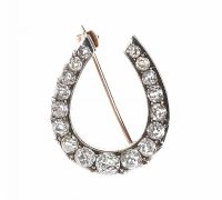 9CT GOLD AND DIAMOND HORSE SHOE BROOCH at Ross's Online Art Auctions