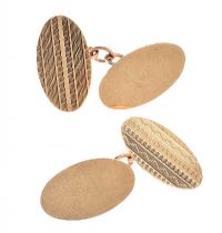 9CT GOLD ENGRAVED CUFFLINKS WITH BOX at Ross's Online Art Auctions