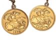 9CT GOLD MOUNTED HALF-SOVEREIGN EARRINGS at Ross's Online Art Auctions