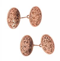 9CT ROSE GOLD ENGRAVED CUFFLINKS WITH FITTED BOX at Ross's Online Art Auctions