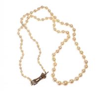 ANTIQUE PEARL NECKLACE AND DIAMOND CLASP at Ross's Online Art Auctions
