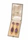 9CT GOLD AND AMETHYST VICTORIAN EARRINGS AND BOX at Ross's Online Art Auctions