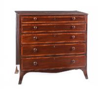 GEORGIAN CROSSBANDED MAHOGANY CHEST OF DRAWERS at Ross's Online Art Auctions
