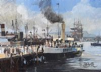THE JETTY AT THE QUEEN'S BRIDGE by Robert D. Beattie at Ross's Online Art Auctions