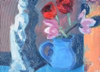 TULIPS IN A BLUE JUG by Brian Ballard RUA at Ross's Online Art Auctions