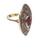 GOLD-PLATED SILVER RING SET WITH A PEAR-CUT GARNET AND DIAMONDS at Ross's Online Art Auctions