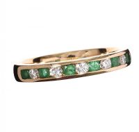 9CT GOLD EMERALD AND DIAMOND HALF-ETERNITY RING at Ross's Online Art Auctions