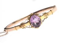 VICTORIAN 9CT GOLD BANGLE SET WITH AMETHYST at Ross's Online Art Auctions