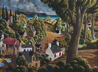 VILLAGE ON THE COAST by George Callaghan at Ross's Online Art Auctions