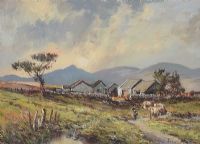 EVENING ON THE MAUMTURK MOUNTAINS, CONNEMARA by William Cunningham at Ross's Online Art Auctions