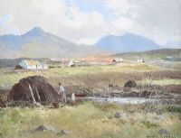 STACKING TURF, GALWAY by Maurice Canning Wilks ARHA RUA at Ross's Online Art Auctions