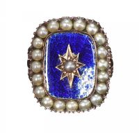 VICTORIAN GOLD-TONE RING WITH ENAMEL AND SEED PEARL at Ross's Online Art Auctions