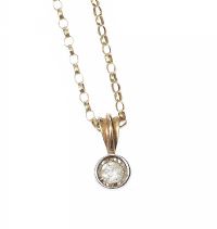 9CT GOLD DIAMOND PENDANT AND CHAIN at Ross's Online Art Auctions