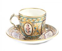 IMPERIAL DE SEVRES CUP AND SAUCER at Ross's Online Art Auctions