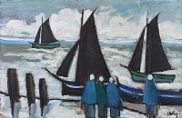 FOUR SHAWLIES & BOATS by Markey Robinson at Ross's Online Art Auctions